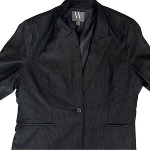 W by Worth Black Pinstripe Single-Button Blazer